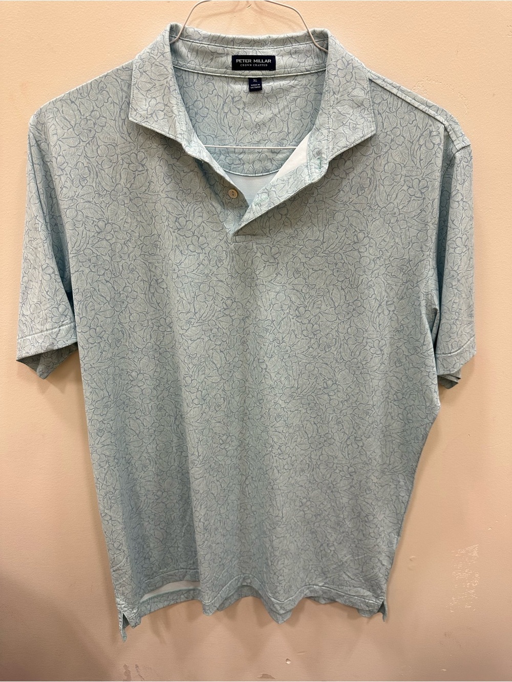 Peter Millar Pale Blue Floral-Print Polo